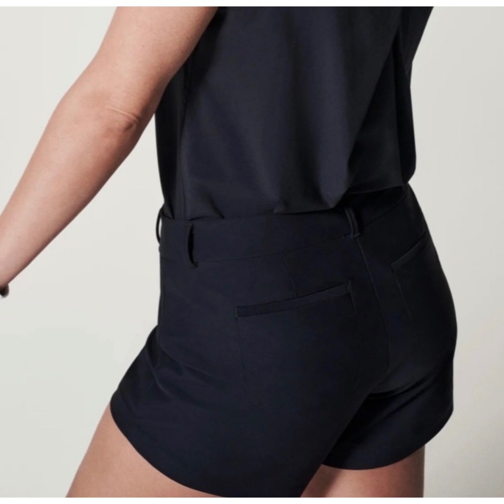 Spanx Sunshine Shorts Women Large Black Stretch Activewear Golf Pull on - Picture 2 of 8